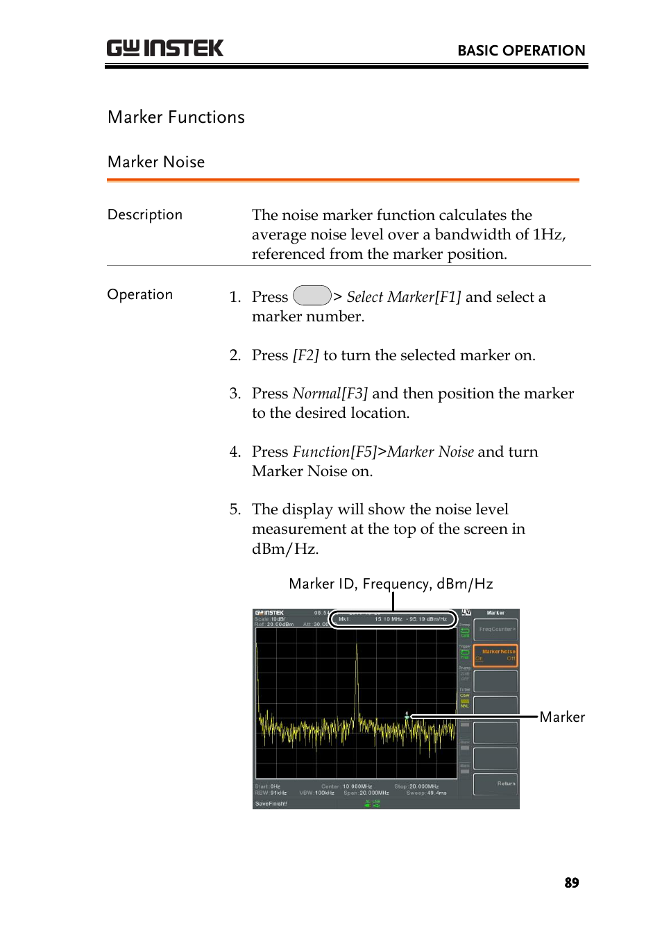 Marker functions, Marker noise, Ge 89 | GW Instek GSP-930 User Manual User Manual | Page 91 / 255