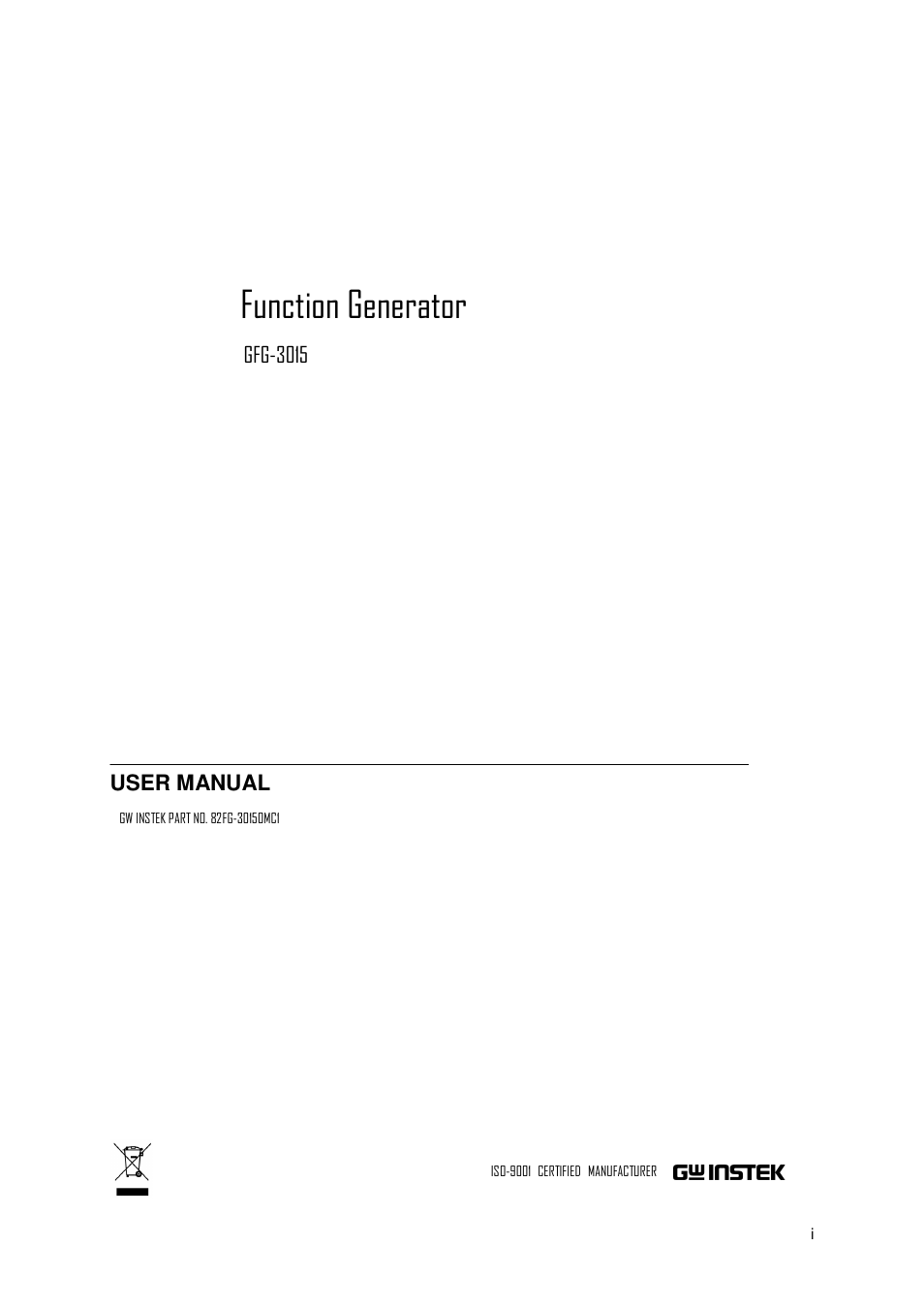 GW Instek GFG-3015 User Manual | 55 pages