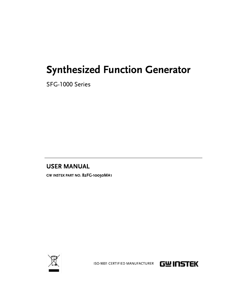 GW Instek SFG-1000 Series User Manual | 41 pages