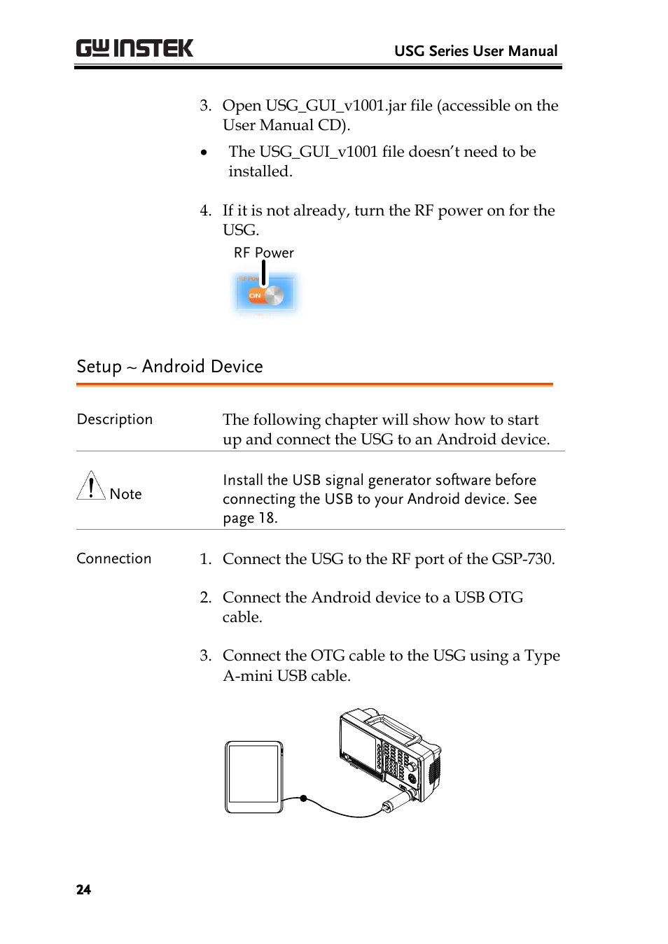 Setup ~ android device | GW Instek USG-Series User Manual User Manual | Page 26 / 51