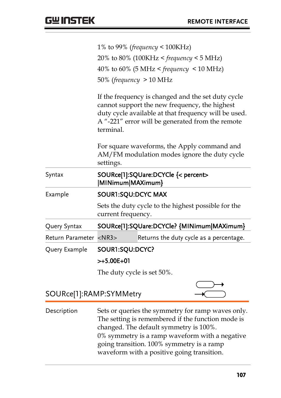 Source[1]:ramp:symmetry | GW Instek AFG-2000 User Manual User Manual | Page 109 / 145
