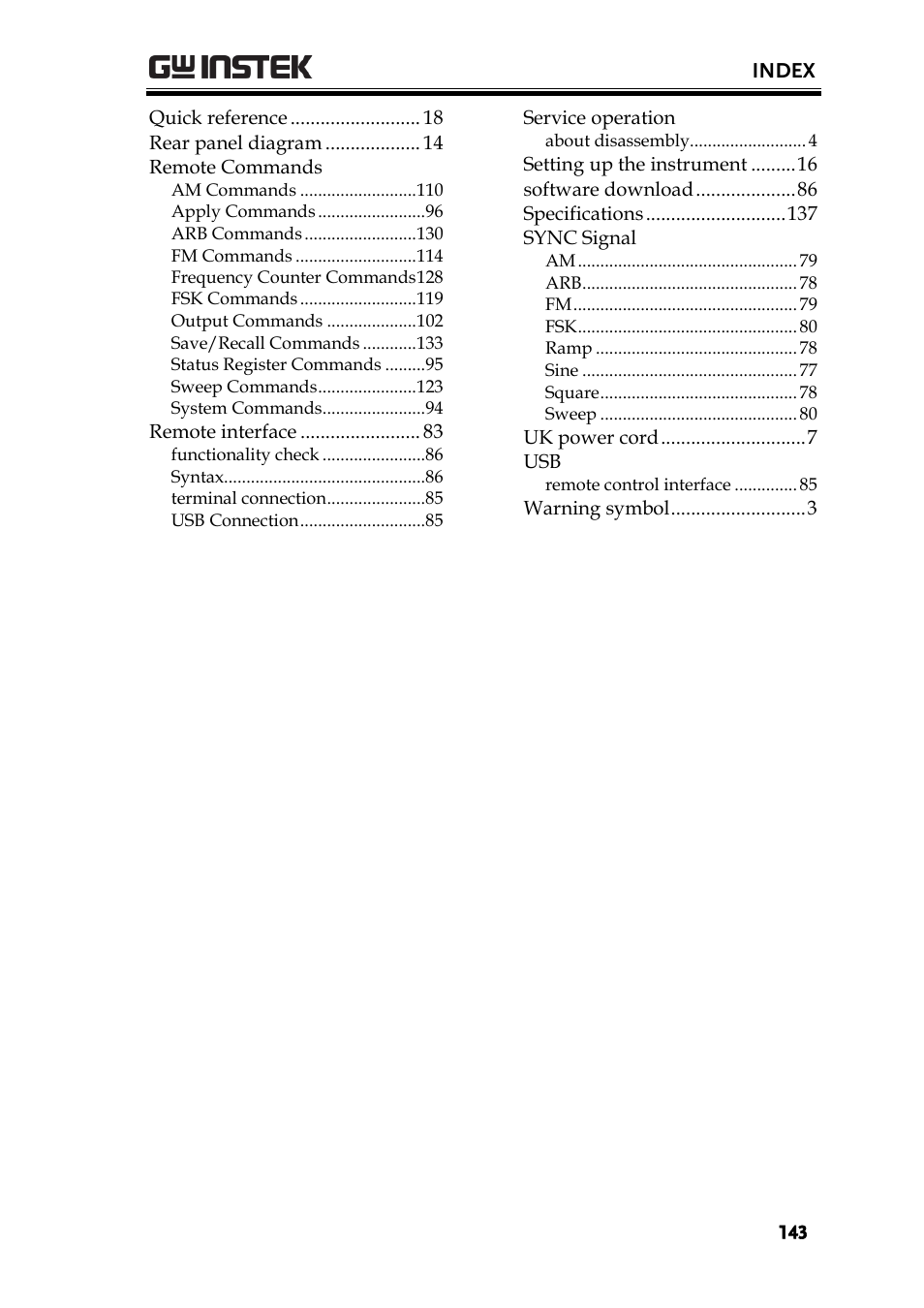 GW Instek AFG-2000 User Manual User Manual | Page 145 / 145