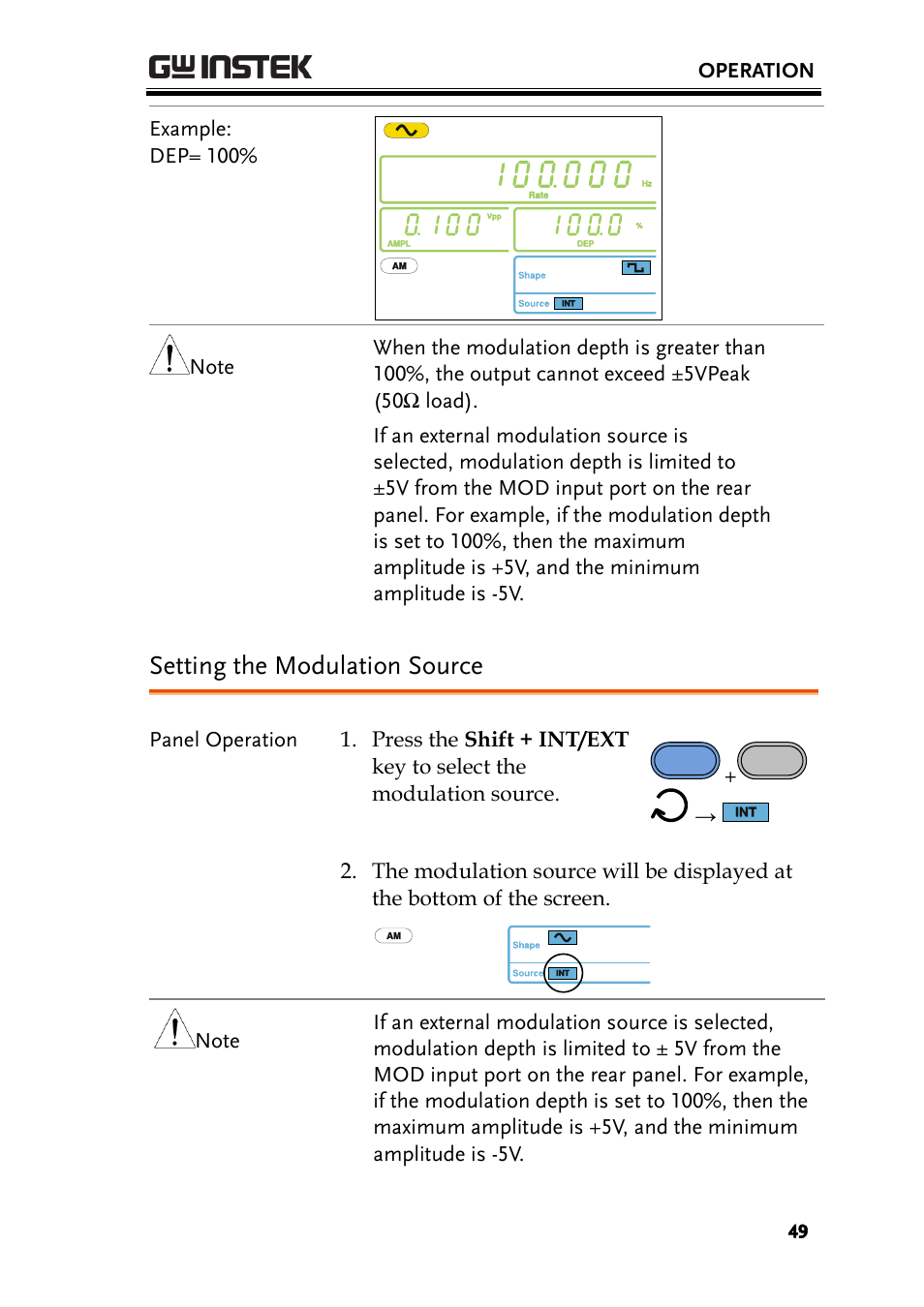 Setting the modulation source | GW Instek AFG-2000 User Manual User Manual | Page 51 / 145