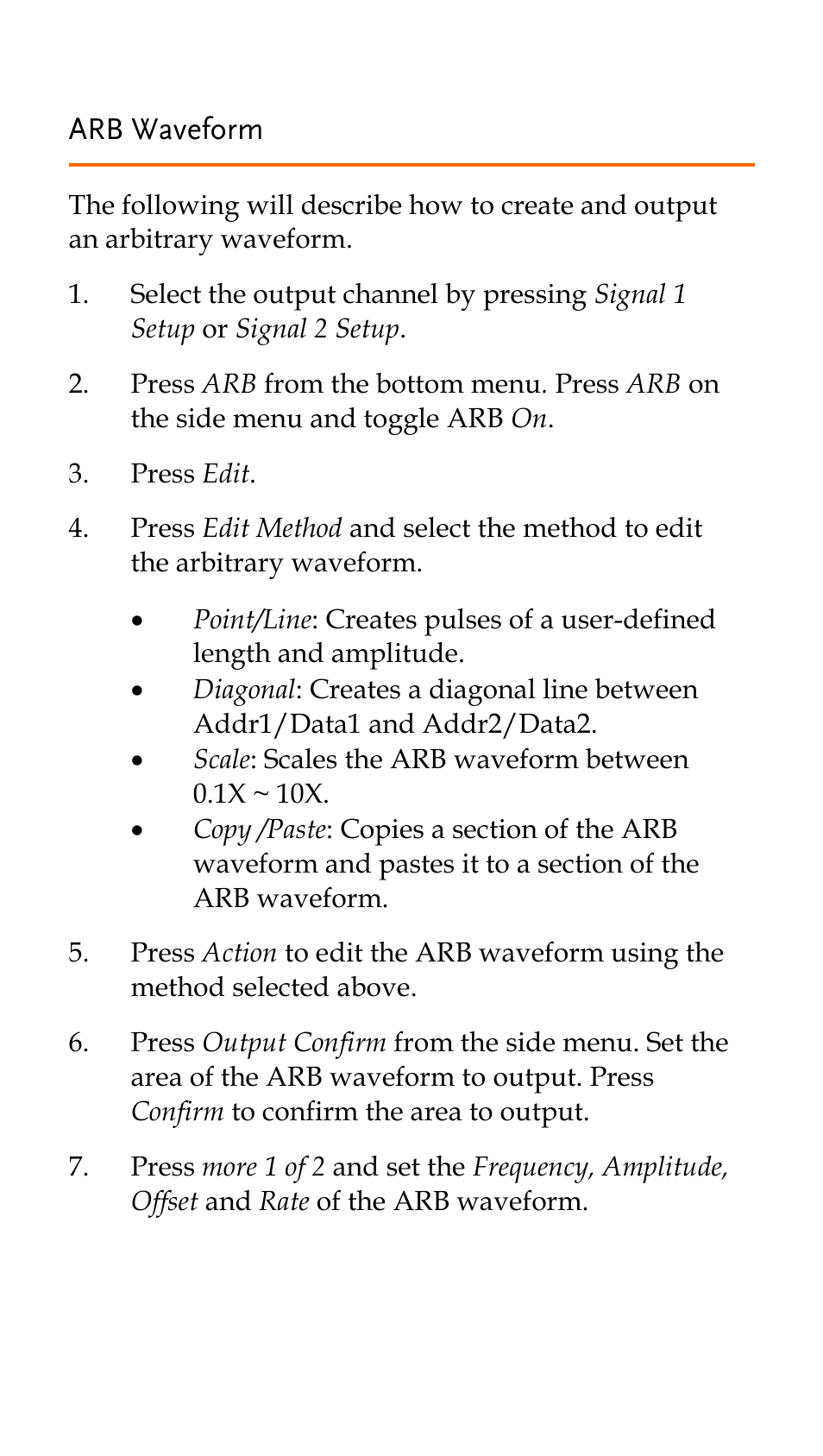 Arb waveform | GW Instek AFG-100/200 Series Quick Start Guide User Manual | Page 9 / 15