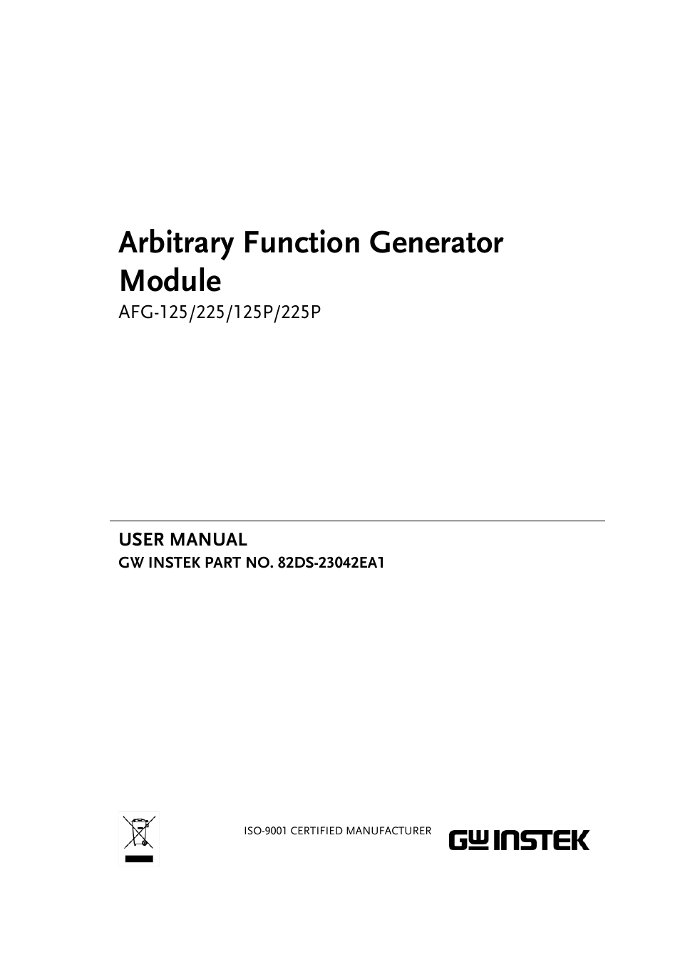 GW Instek AFG-100/200 Series User Manual User Manual | 82 pages