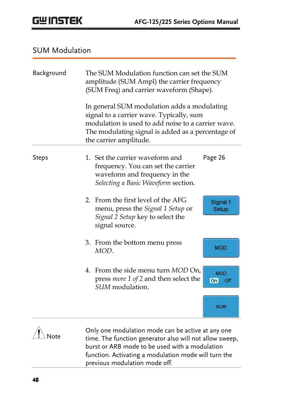 Sum modulation | GW Instek AFG-100/200 Series User Manual User Manual | Page 48 / 82