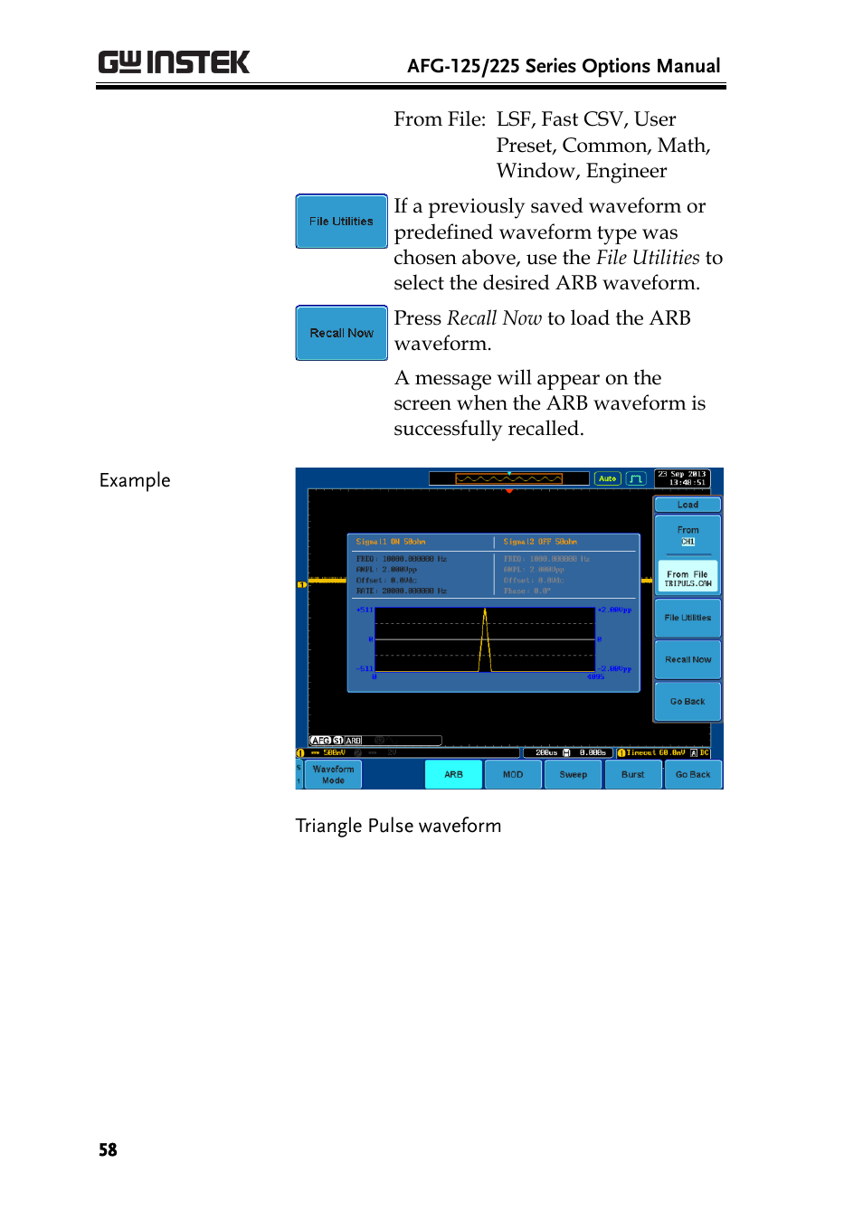 GW Instek AFG-100/200 Series User Manual User Manual | Page 58 / 82