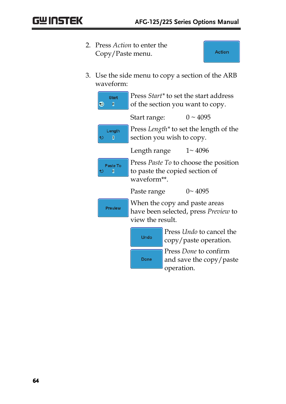 GW Instek AFG-100/200 Series User Manual User Manual | Page 64 / 82