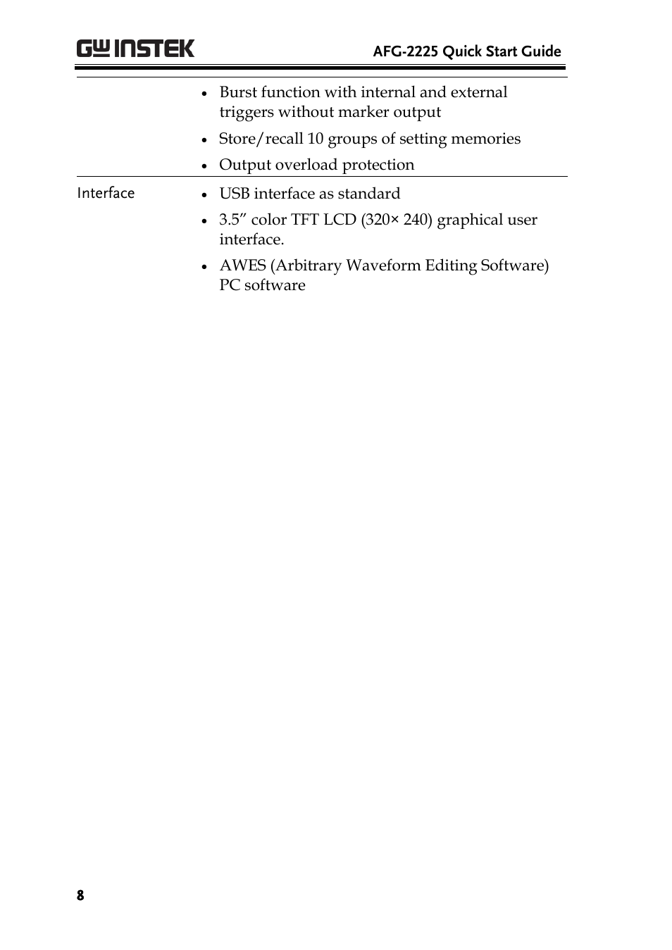 GW Instek AFG-2225 Quick Start Guide User Manual | Page 10 / 56