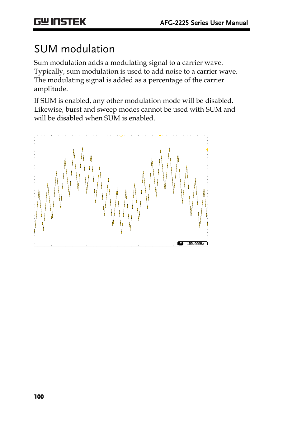 Sum modulation | GW Instek AFG-2225 User Manual User Manual | Page 100 / 301