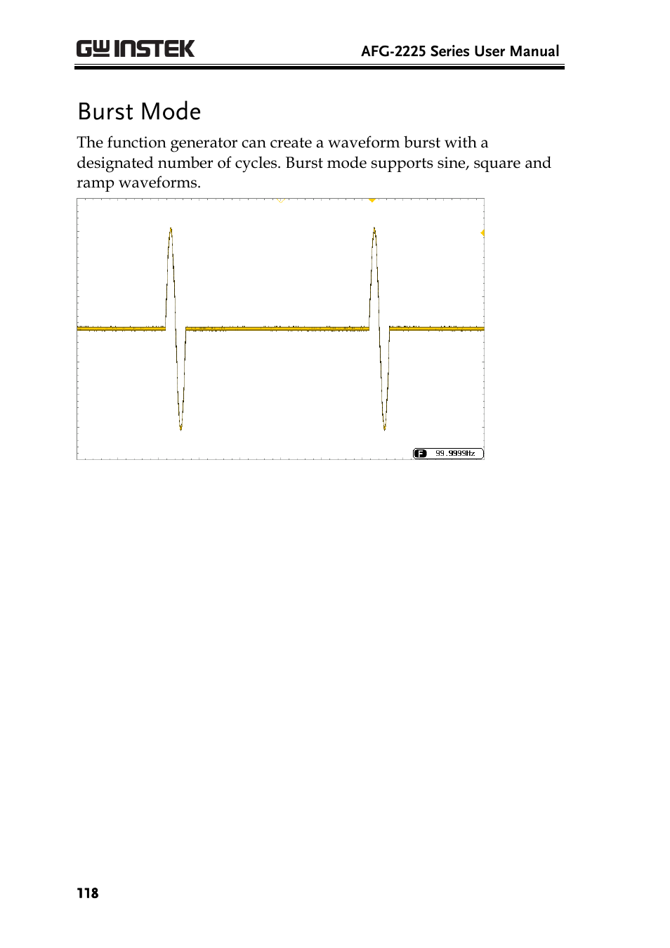 Burst mode | GW Instek AFG-2225 User Manual User Manual | Page 118 / 301