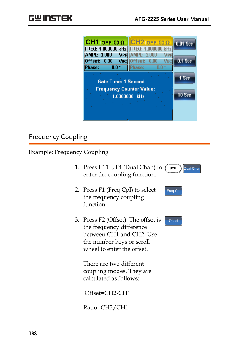 Frequency coupling | GW Instek AFG-2225 User Manual User Manual | Page 138 / 301