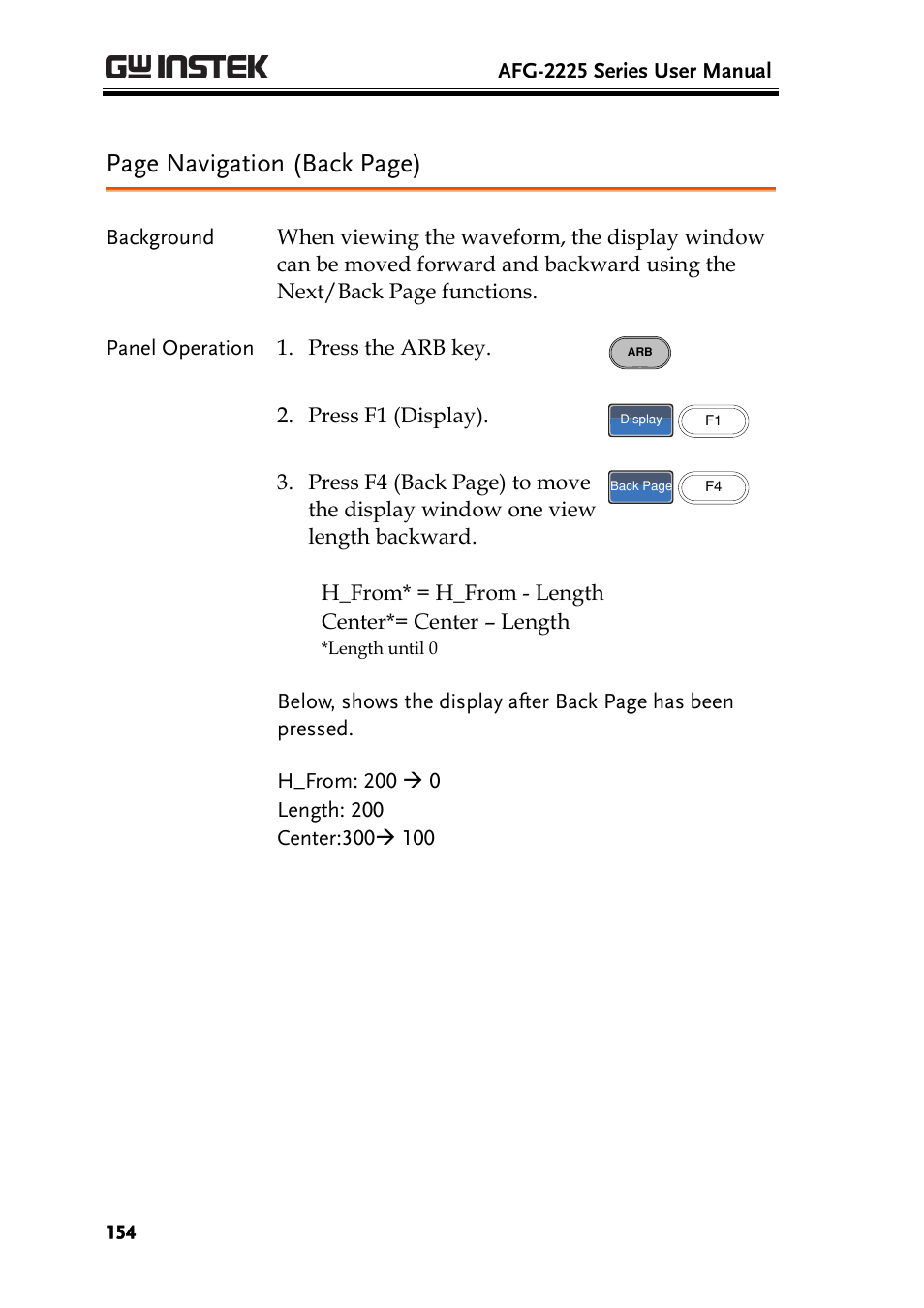 Page navigation (back page) | GW Instek AFG-2225 User Manual User Manual | Page 154 / 301