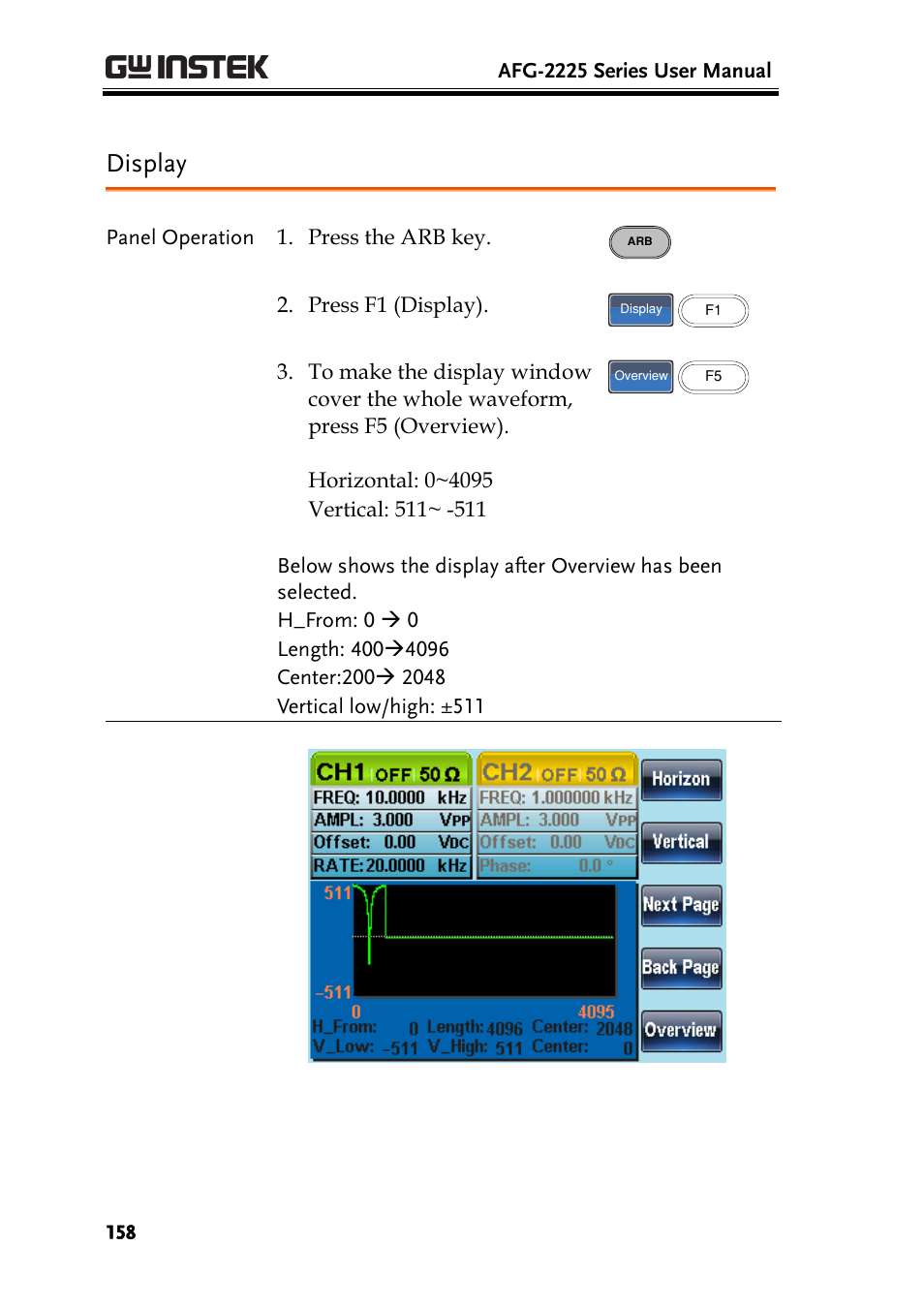 Display | GW Instek AFG-2225 User Manual User Manual | Page 158 / 301