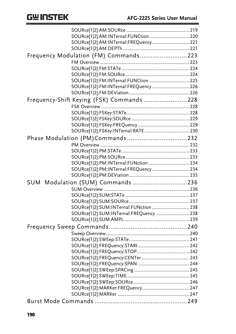 GW Instek AFG-2225 User Manual User Manual | Page 190 / 301