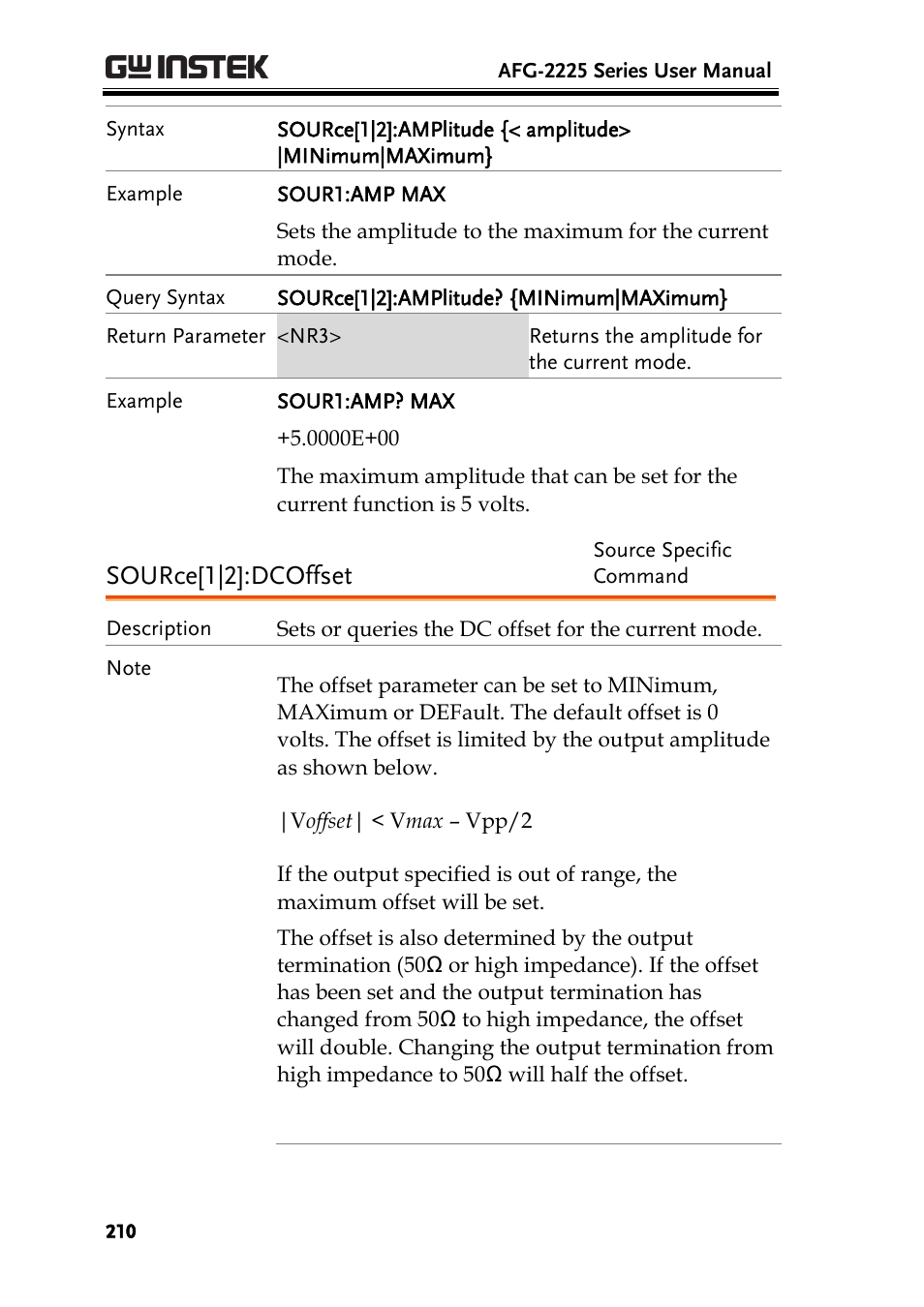 Source[1|2]:dcoffset | GW Instek AFG-2225 User Manual User Manual | Page 210 / 301