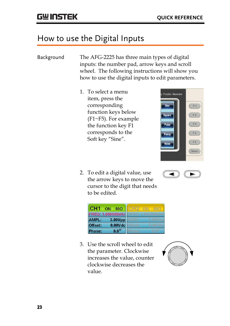 How to use the digital inputs | GW Instek AFG-2225 User Manual User Manual | Page 23 / 301