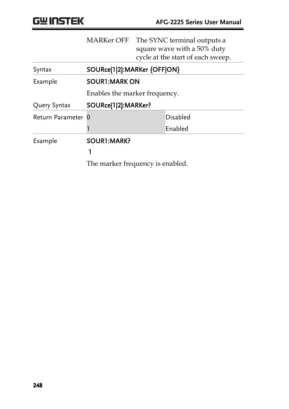 GW Instek AFG-2225 User Manual User Manual | Page 248 / 301