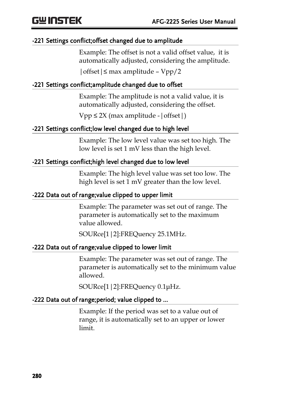 GW Instek AFG-2225 User Manual User Manual | Page 280 / 301