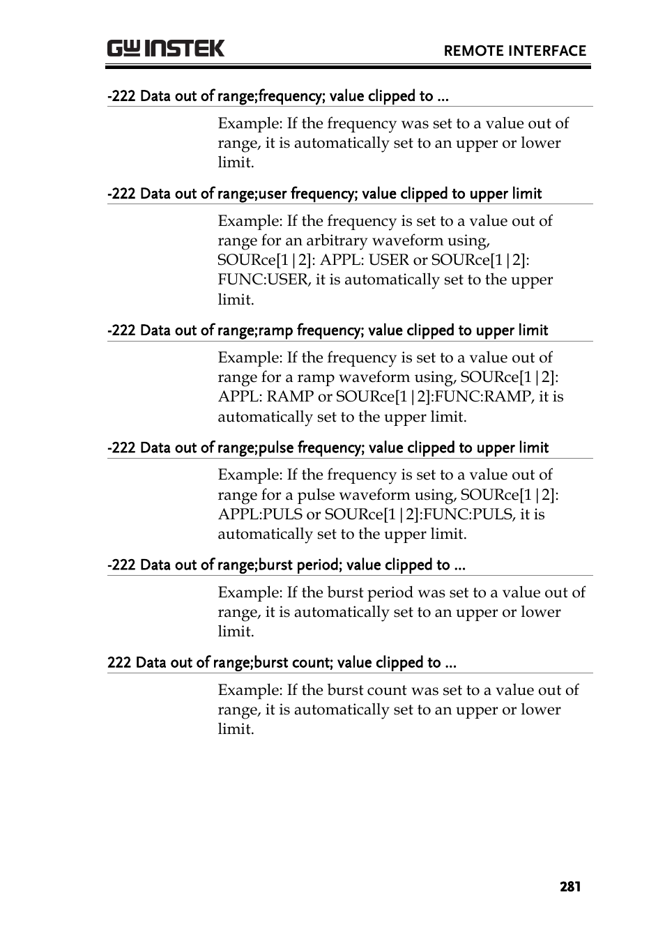 GW Instek AFG-2225 User Manual User Manual | Page 281 / 301