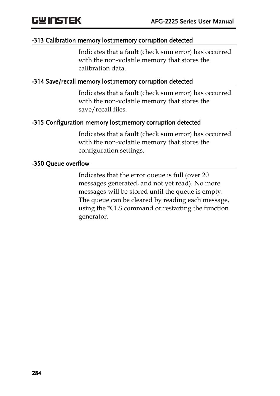 GW Instek AFG-2225 User Manual User Manual | Page 284 / 301