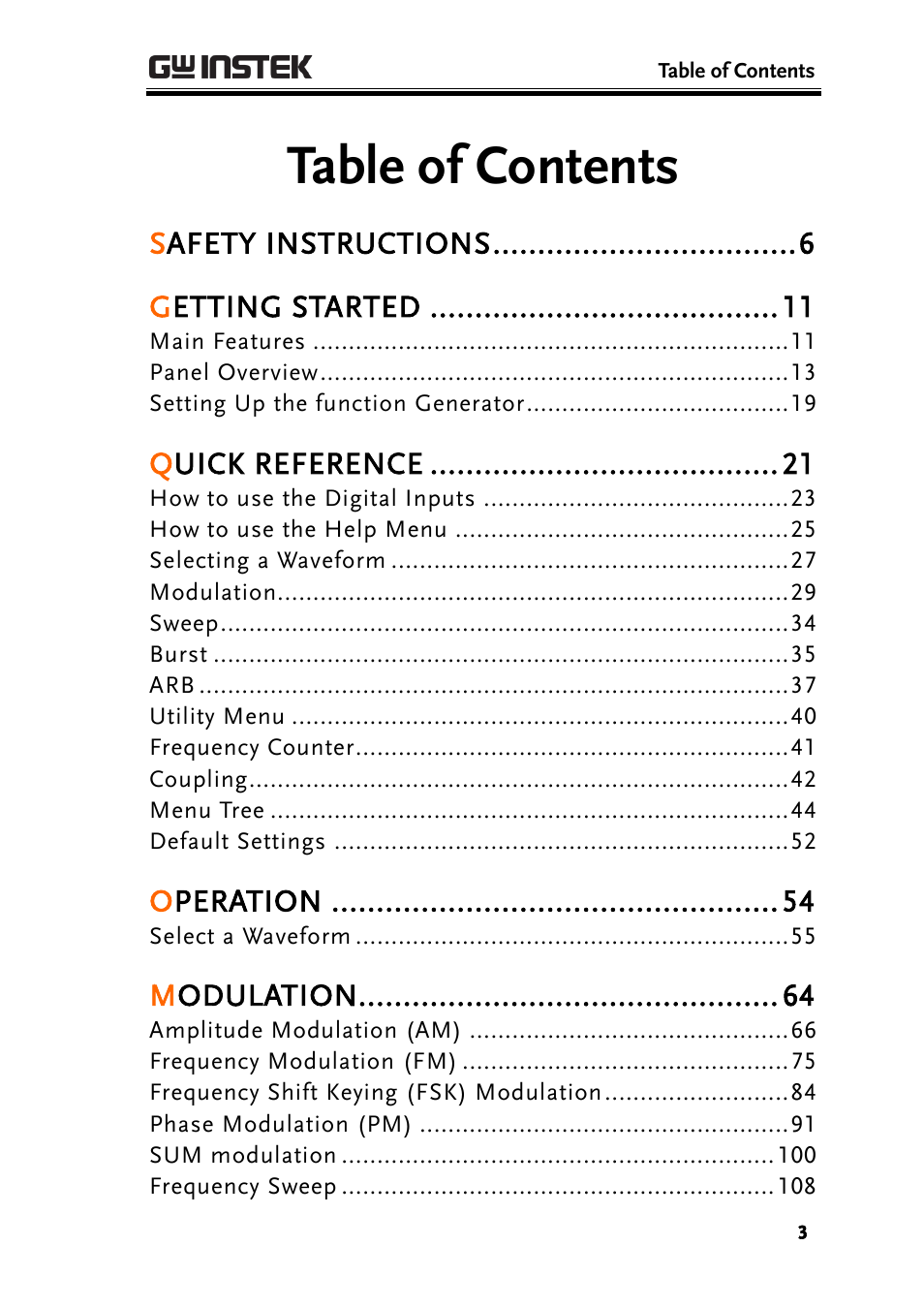 GW Instek AFG-2225 User Manual User Manual | Page 3 / 301