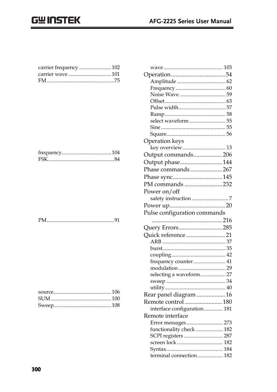 GW Instek AFG-2225 User Manual User Manual | Page 300 / 301