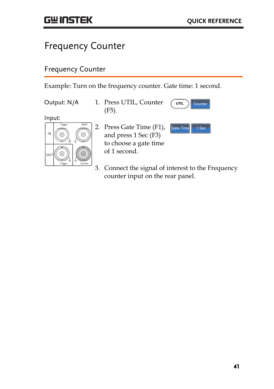 Frequency counter | GW Instek AFG-2225 User Manual User Manual | Page 41 / 301