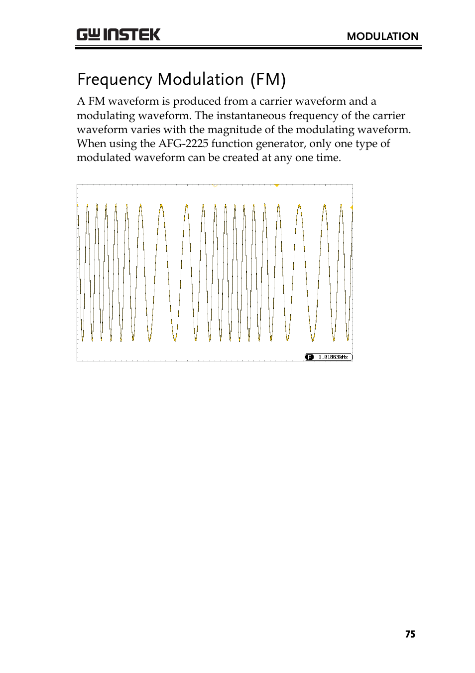 Frequency modulation (fm) | GW Instek AFG-2225 User Manual User Manual | Page 75 / 301