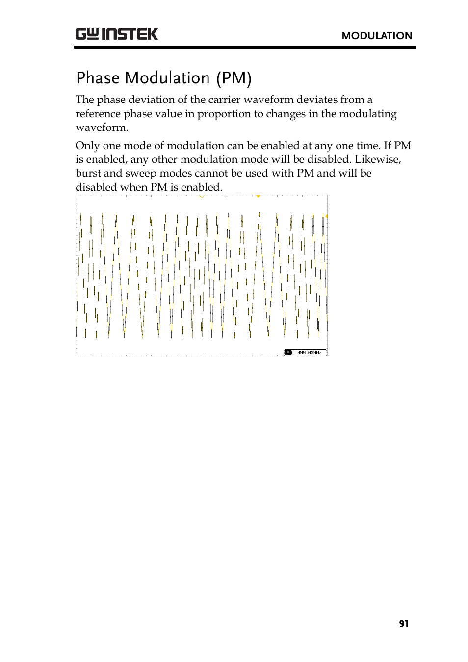 Phase modulation (pm) | GW Instek AFG-2225 User Manual User Manual | Page 91 / 301