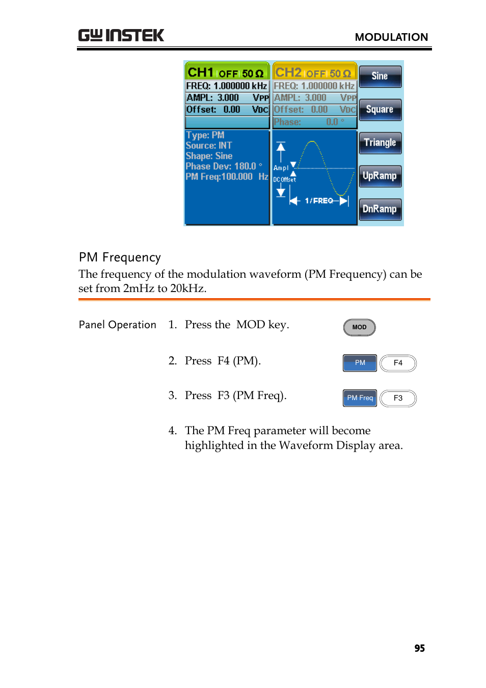 Pm frequency | GW Instek AFG-2225 User Manual User Manual | Page 95 / 301