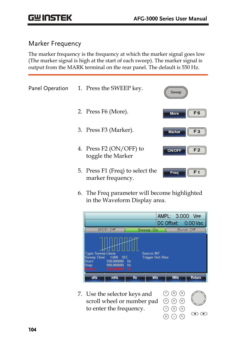 Marker frequency | GW Instek AFG-3000 Series User Manual | Page 104 / 304