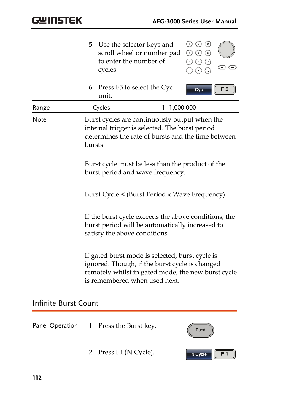 Infinite burst count | GW Instek AFG-3000 Series User Manual | Page 112 / 304