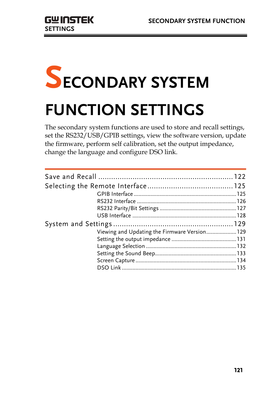 Econdary system function settings | GW Instek AFG-3000 Series User Manual | Page 121 / 304