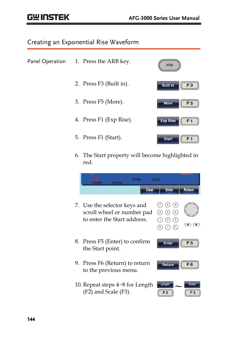 Creating an exponential rise waveform | GW Instek AFG-3000 Series User Manual | Page 144 / 304