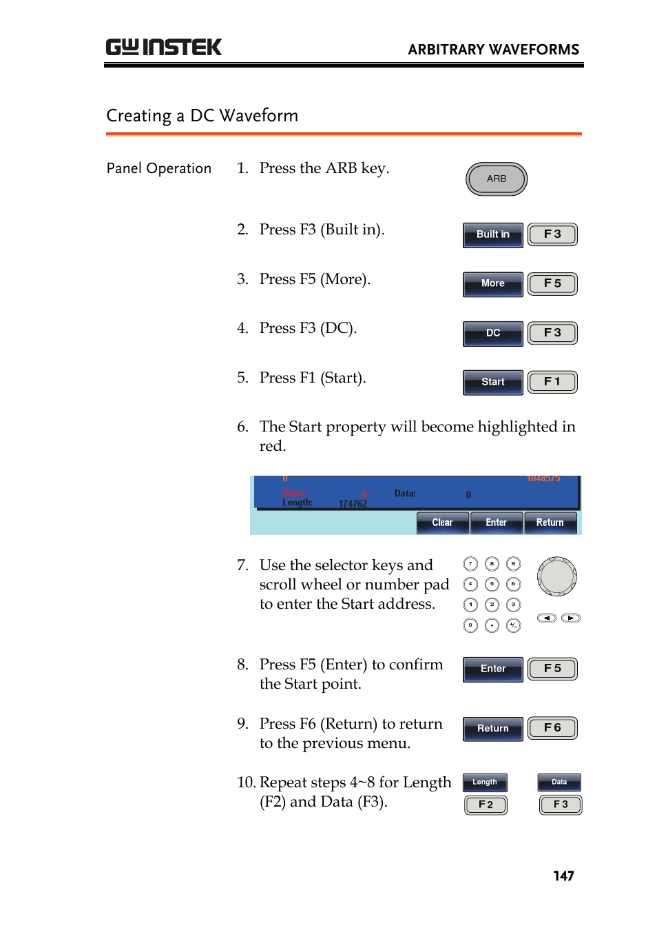 Creating a dc waveform | GW Instek AFG-3000 Series User Manual | Page 147 / 304