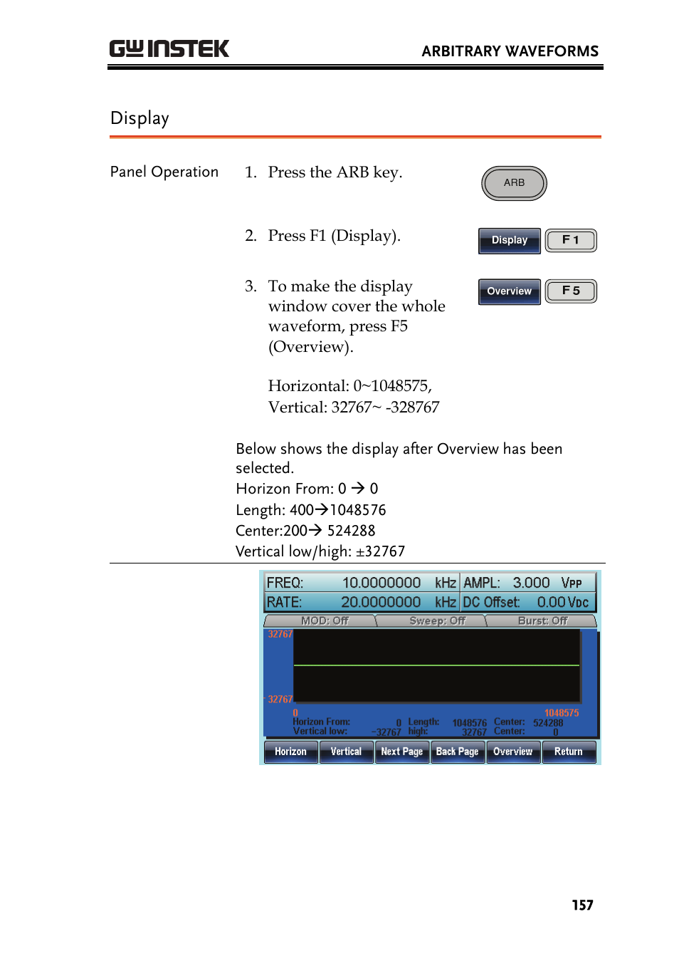 Display | GW Instek AFG-3000 Series User Manual | Page 157 / 304