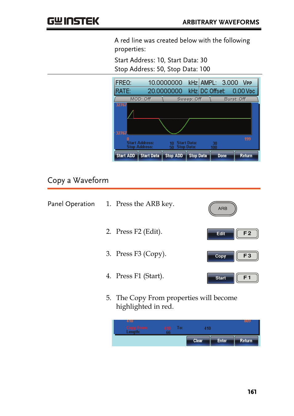 Copy a waveform | GW Instek AFG-3000 Series User Manual | Page 161 / 304