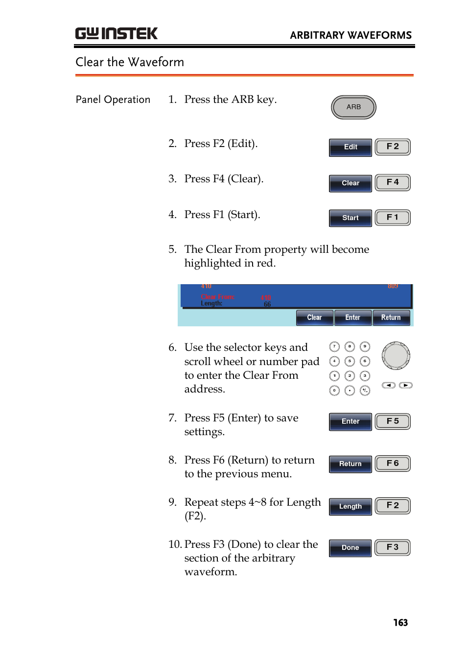 Clear the waveform | GW Instek AFG-3000 Series User Manual | Page 163 / 304