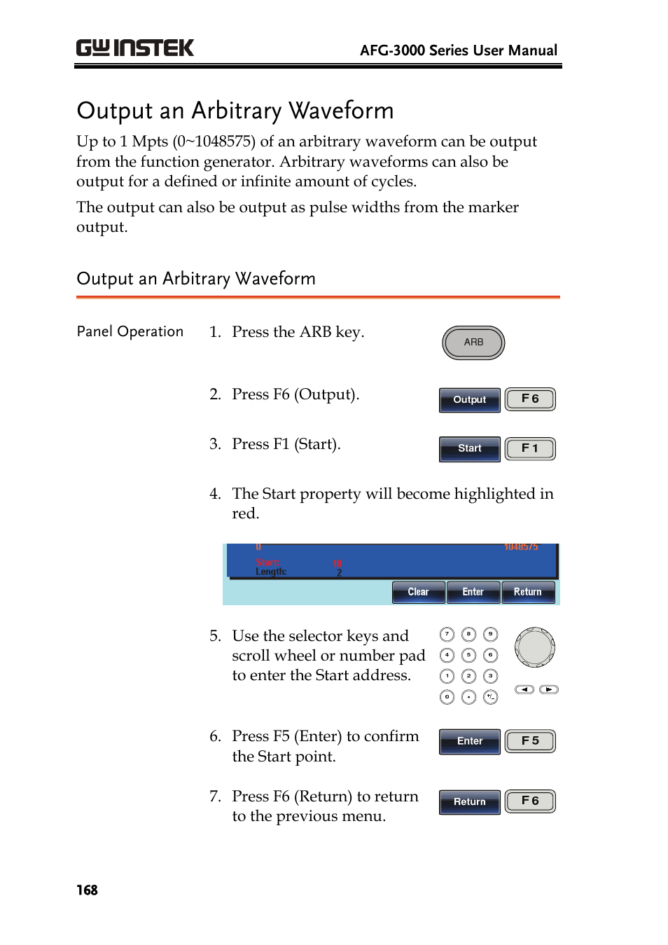 Output an arbitrary waveform | GW Instek AFG-3000 Series User Manual | Page 168 / 304