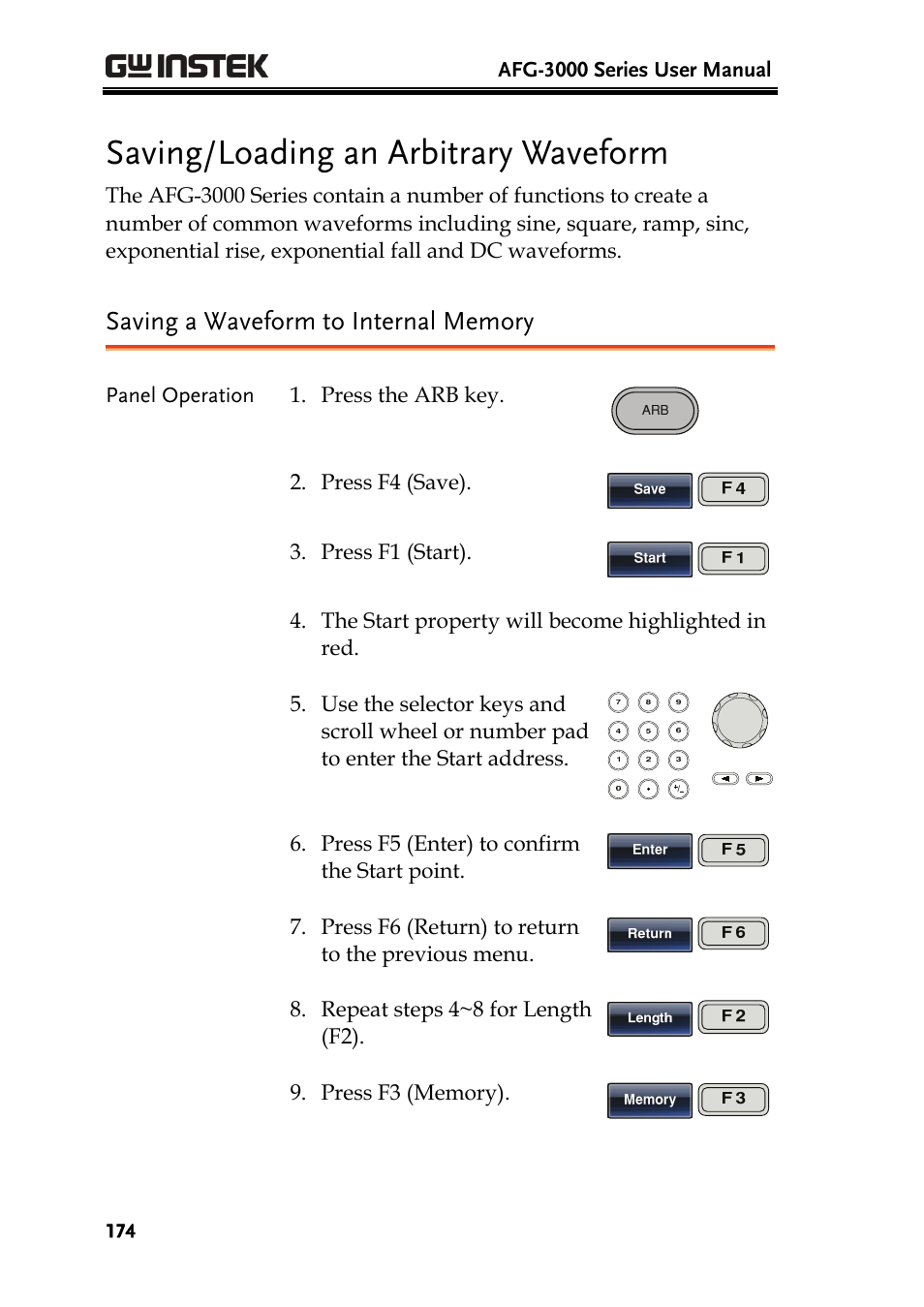 Saving/loading an arbitrary waveform | GW Instek AFG-3000 Series User Manual | Page 174 / 304