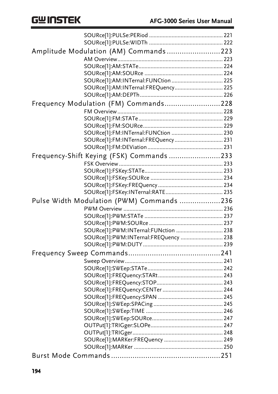 GW Instek AFG-3000 Series User Manual | Page 194 / 304