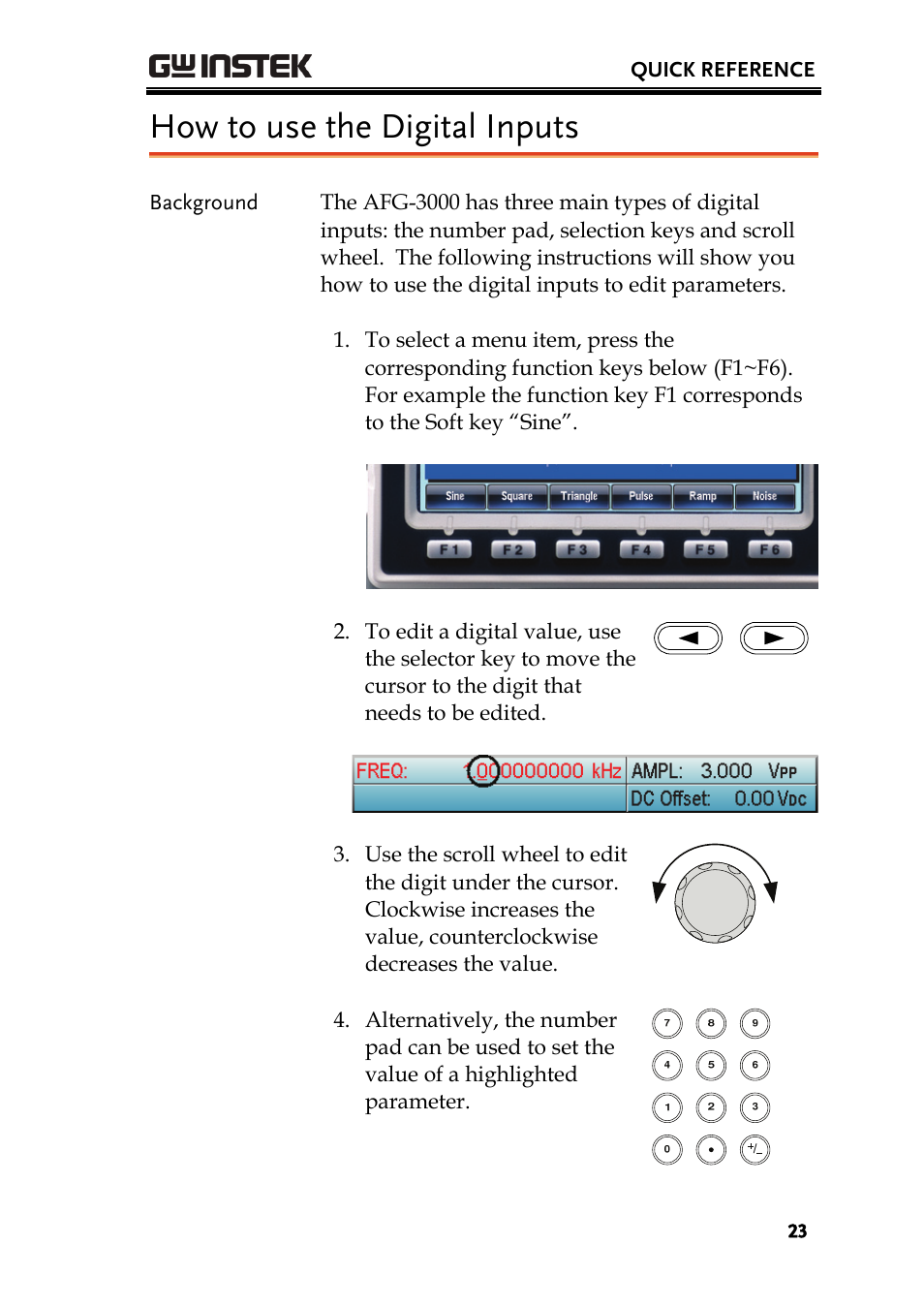 How to use the digital inputs | GW Instek AFG-3000 Series User Manual | Page 23 / 304
