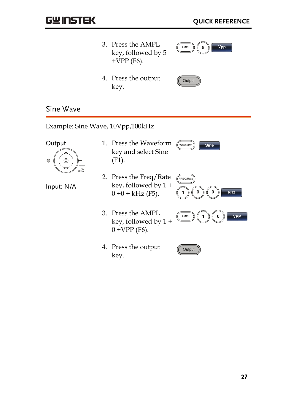 Sine wave | GW Instek AFG-3000 Series User Manual | Page 27 / 304