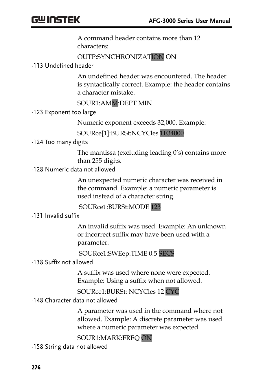 GW Instek AFG-3000 Series User Manual | Page 276 / 304
