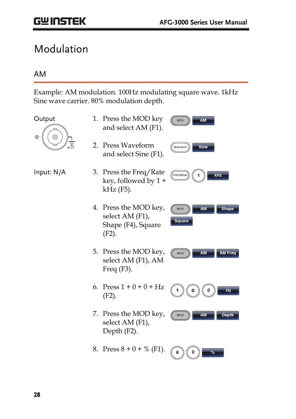 Modulation | GW Instek AFG-3000 Series User Manual | Page 28 / 304