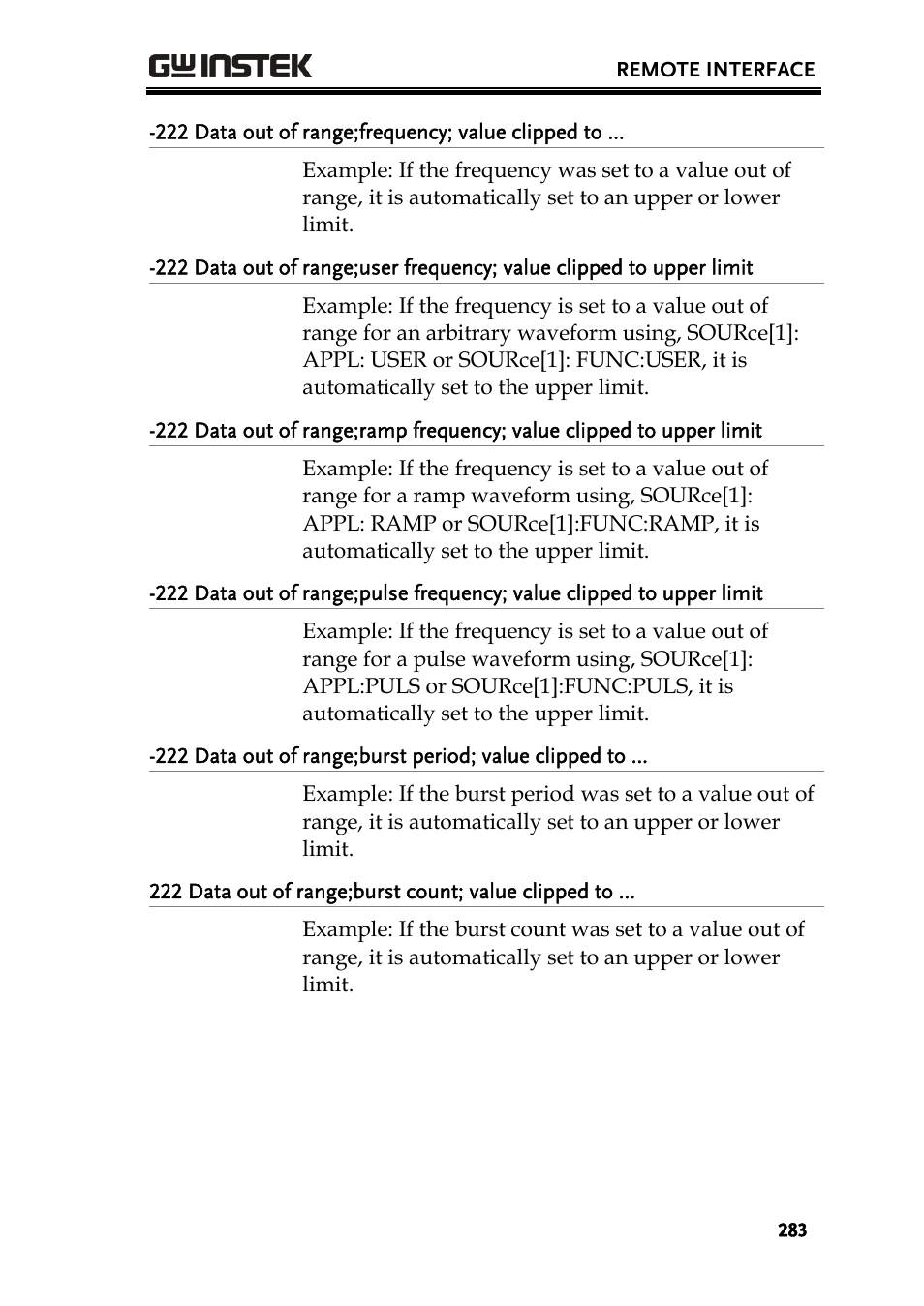 GW Instek AFG-3000 Series User Manual | Page 283 / 304