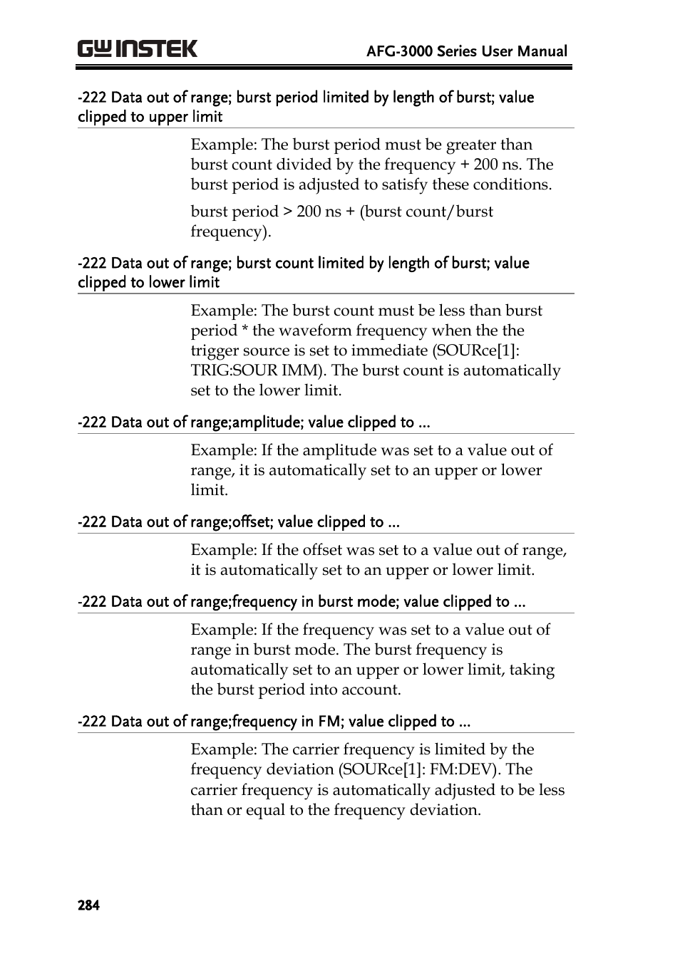 GW Instek AFG-3000 Series User Manual | Page 284 / 304