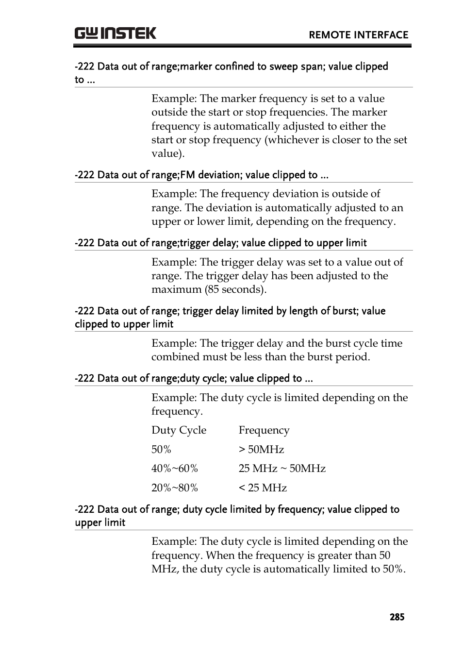 GW Instek AFG-3000 Series User Manual | Page 285 / 304