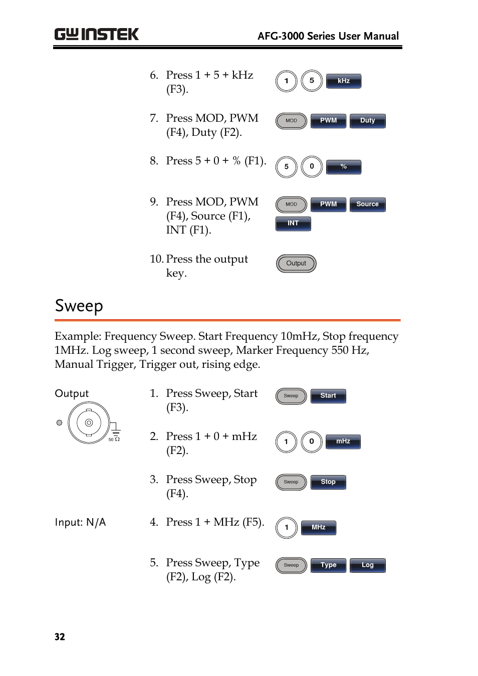 Sweep | GW Instek AFG-3000 Series User Manual | Page 32 / 304